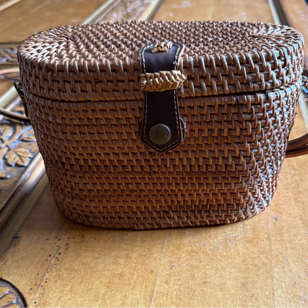 Brown Woven Crossbody Bag